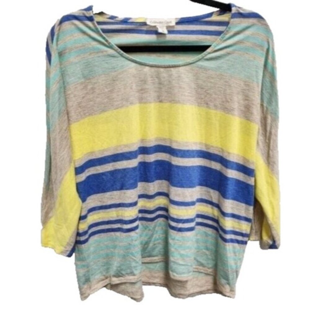 Coldwater Creek Womens Top XL Multi Striped Dolman Sleeve Casual Relaxed Fit